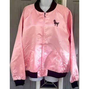Spirit Pink Satin Ladies Sequin Poodle Jacket 50s Adult Plus Halloween Costume